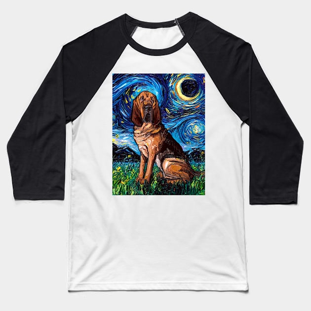 Bloodhound Night Baseball T-Shirt by sagittariusgallery